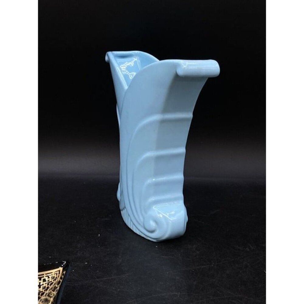 Vintage Baby Blue Abingdon 512 Art Deco Vase Swirl 7” - Picture 3 of 8